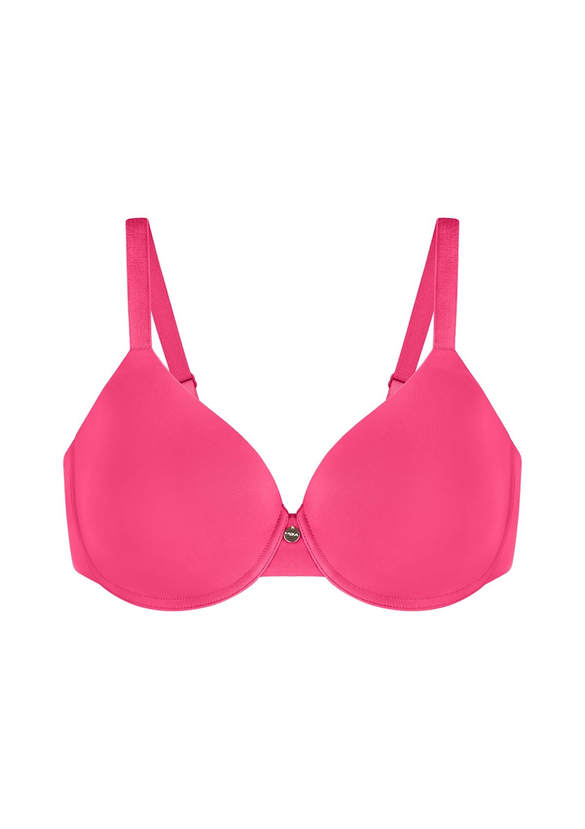 Studio flat lay of the Red HSIA Mia lightly lined underwire bra, featuring premium seamless construction and a smoothing minimizer fit.