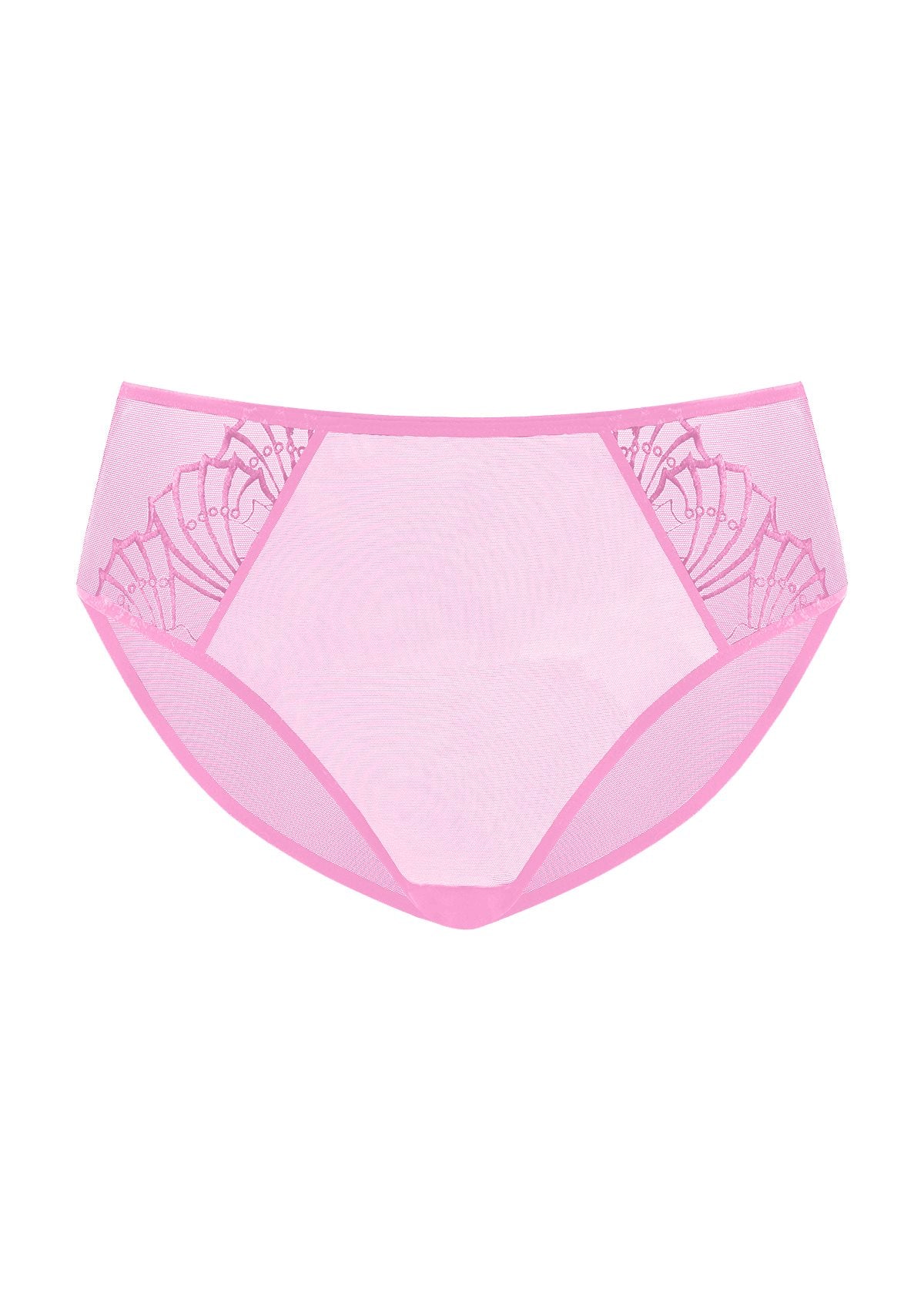Detailed studio view of the Medium Pink Pearl Shimmer high waist underwear by HSIA, designed for zero digging and a smooth, invisible look under everyday clothes.