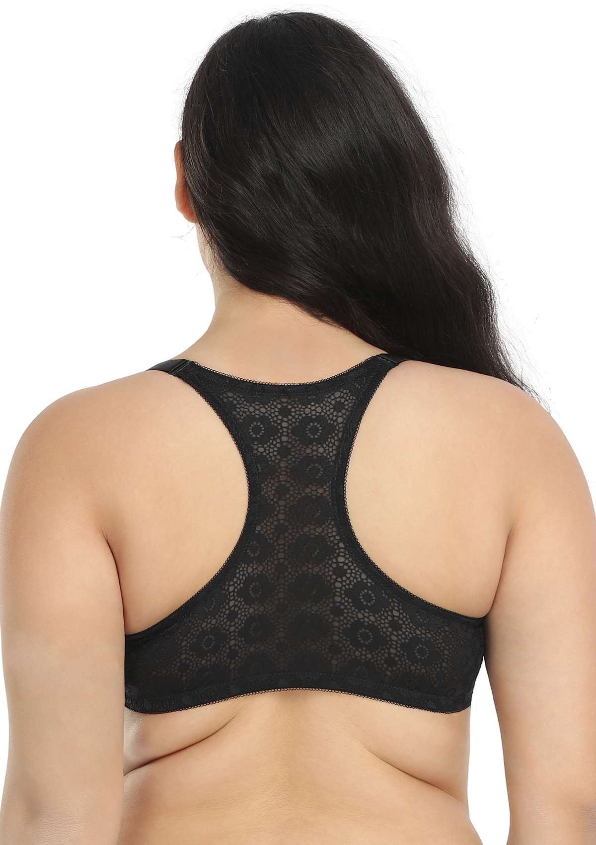 Serena Front-Close Lace-Back Black Underwire Bra - HSIA