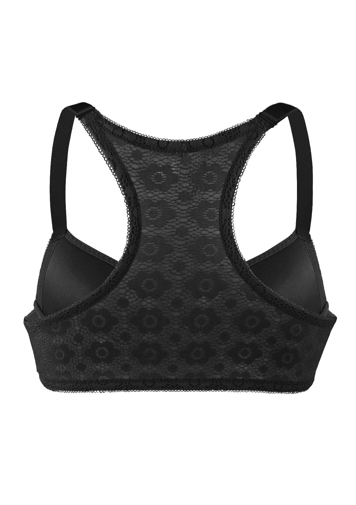 Serena Front-Close Lace-Back Black Underwire Bra - HSIA