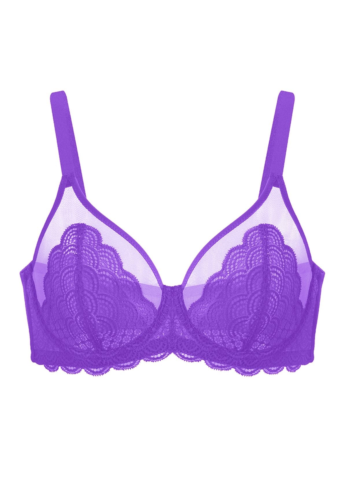 Mermaid Scales Lace Unlined Bra - HSIA