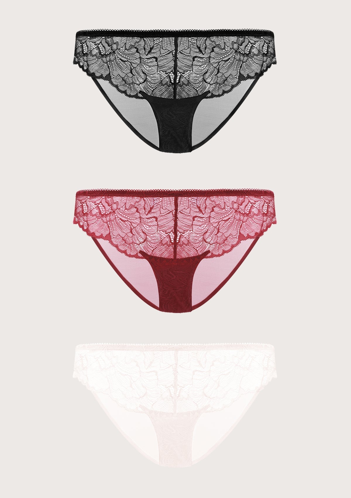 HSIA Blossom Lace Bikini Underwears 3 Pack - HSIA