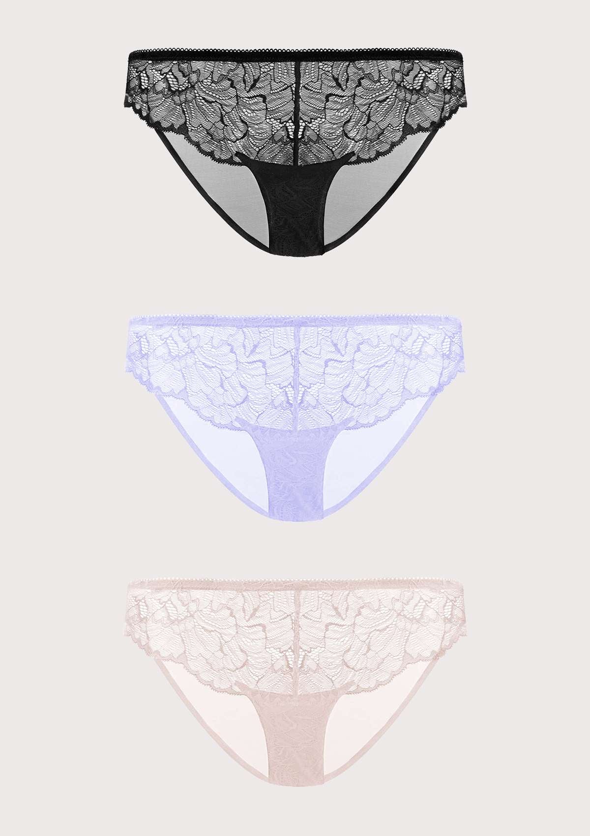 HSIA Blossom Lace Bikini Underwears 3 Pack - HSIA
