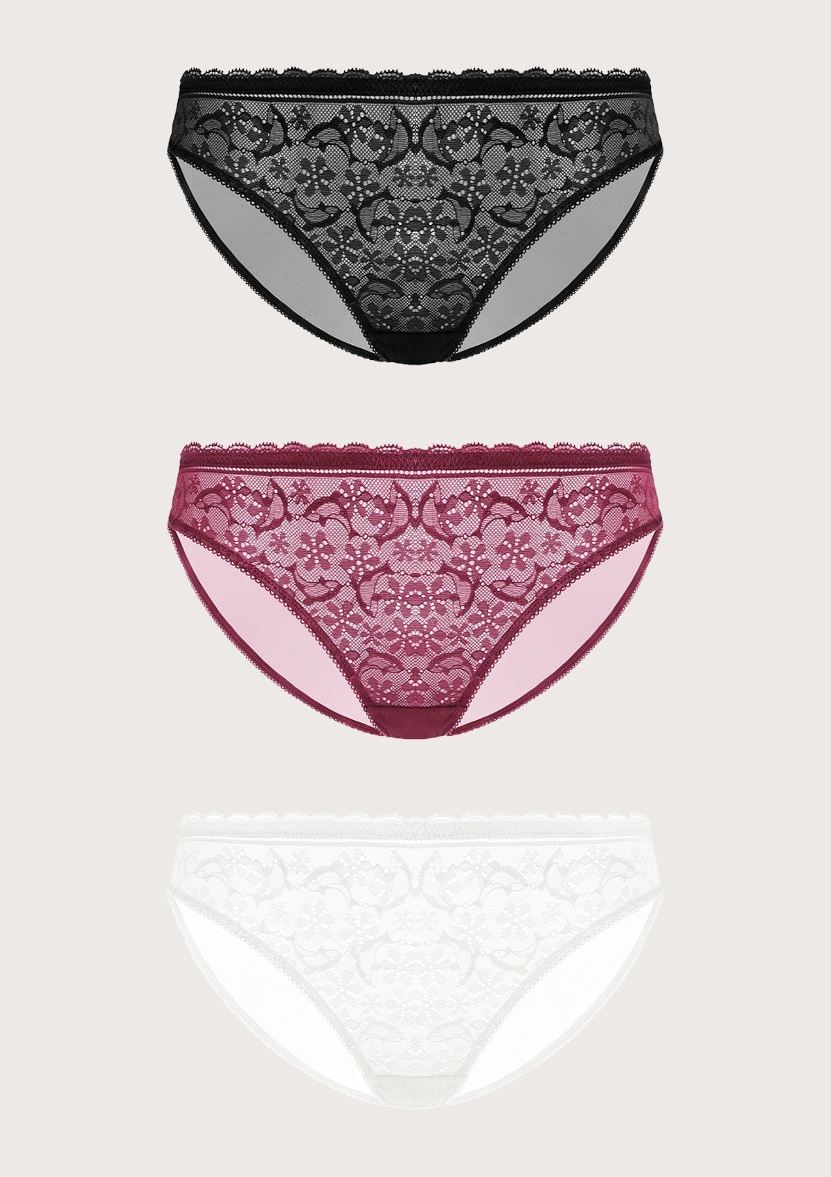 Anemone Lace Dolphin Panties 3 Pack - HSIA