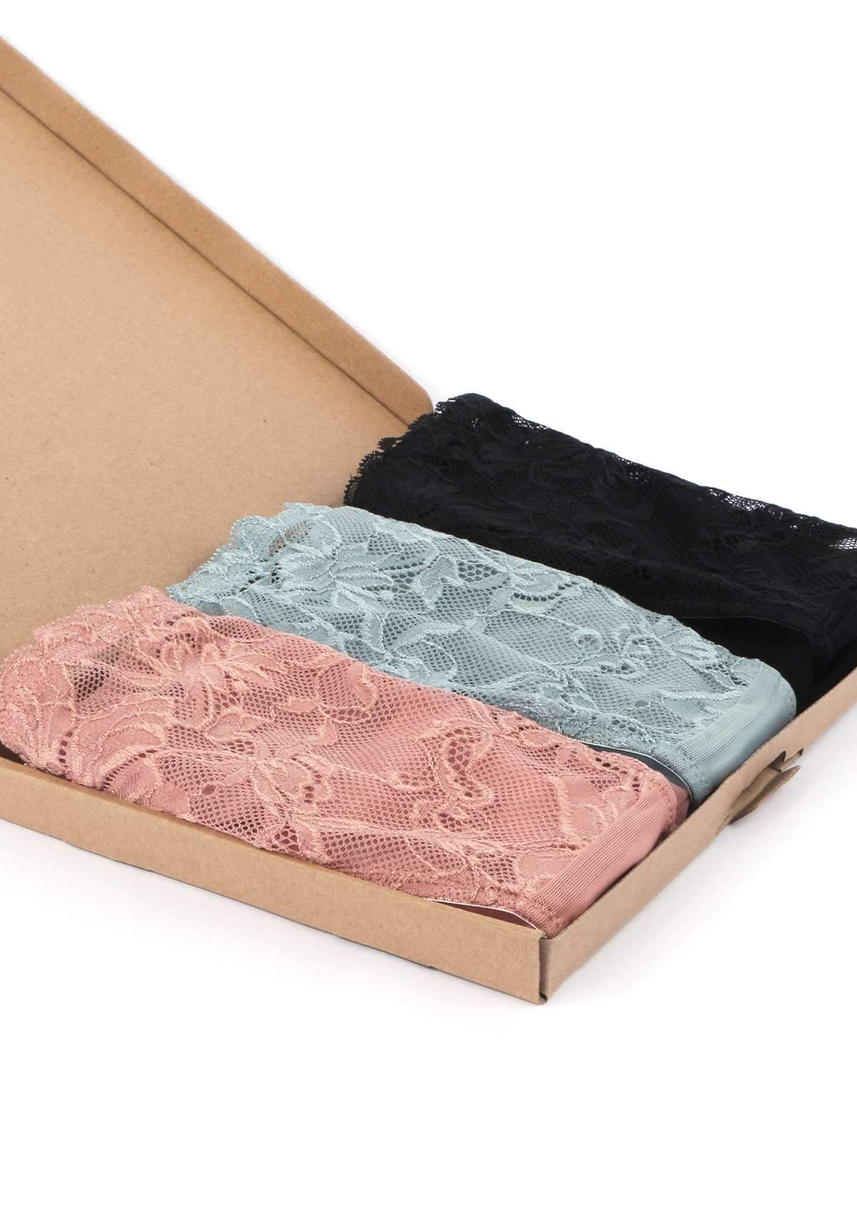 Pretty In Petals Breathable Sexy Lace Bikini Underwears 3 Pack - HSIA