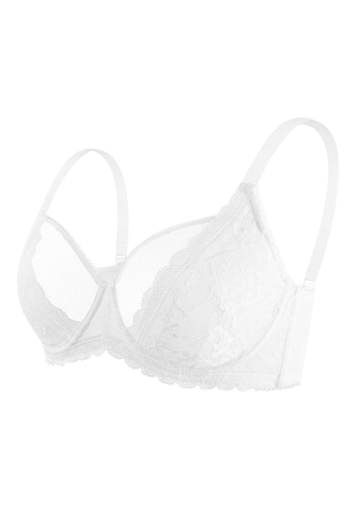 Anemone Unlined White Dolphin Lace Underwire Bra Set - HSIA