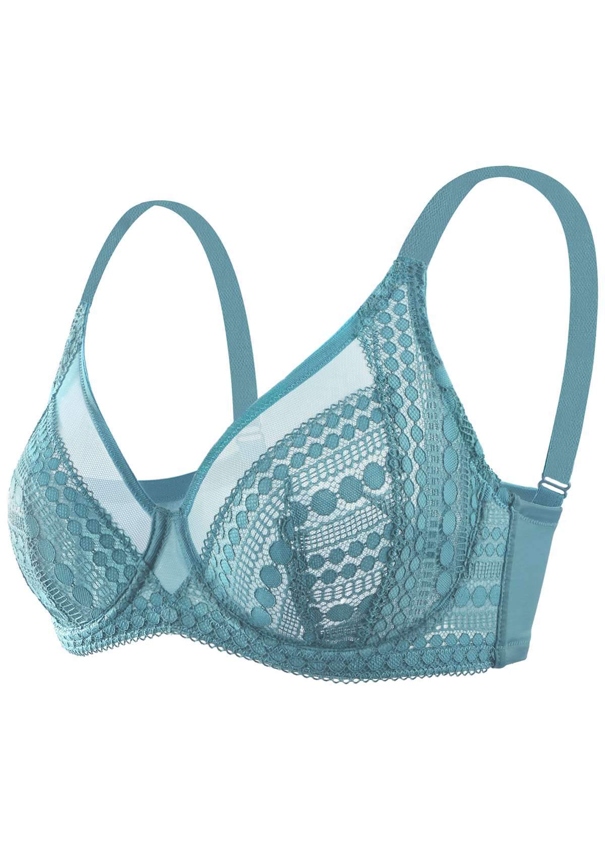 HSIA Polka Dot Sexy Brittany Blue Lace Bra - HSIA