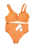 HSIA—V-wire Plunge Textured Two-piece Bikini Set - HSIA