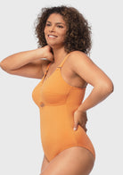Sandwich Air cup V-wire Plunge Textured One-piece Cutout Swimsuit - HSIA