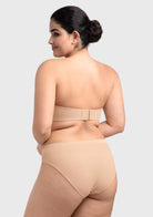 Fiery Unlined Seamless Comfort Underwire Plus Size Bandeau Strapless Coffee Bra - HSIA
