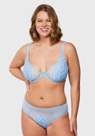 Aqua Passion Front-Close Unlined Lace Bra - HSIA