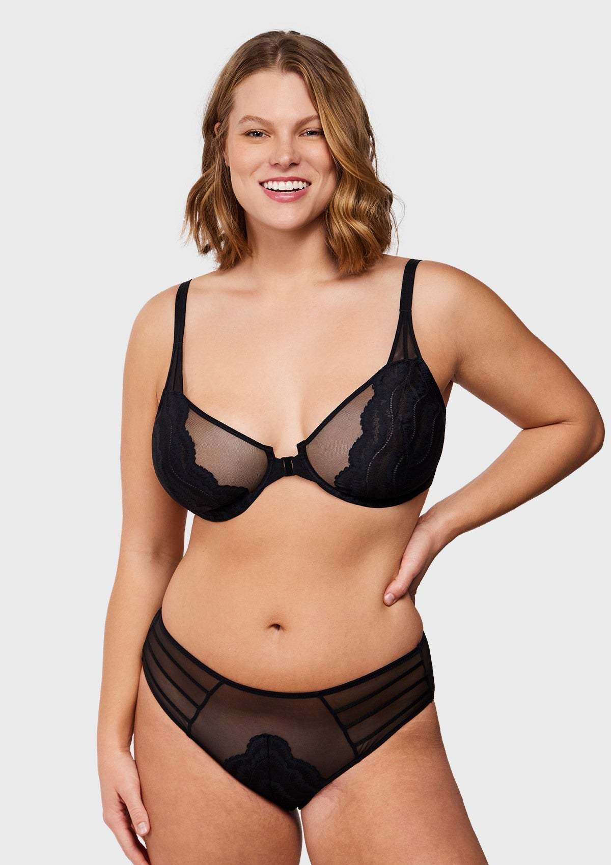 Aqua Passion Front-Close Unlined Lace Bra - HSIA