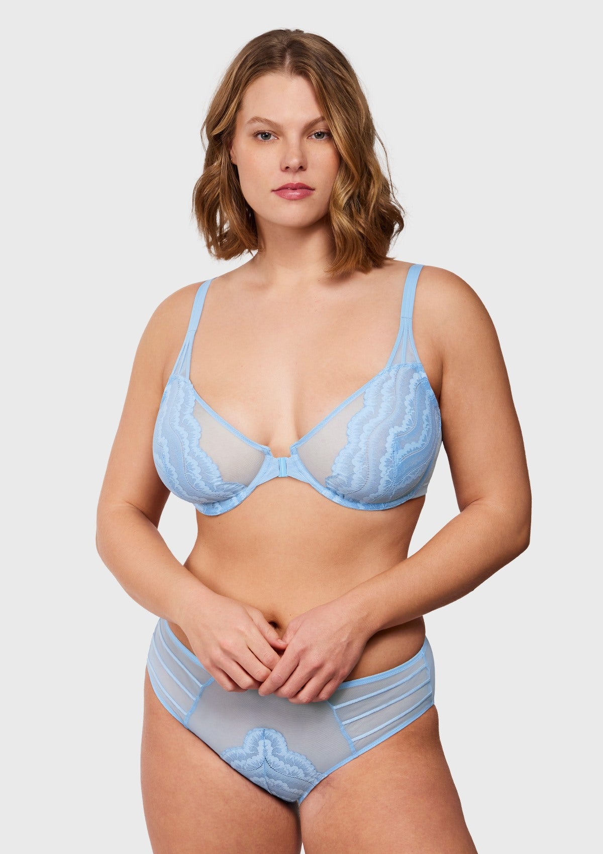 Aqua Passion Front-Close Unlined Lace Bra - HSIA