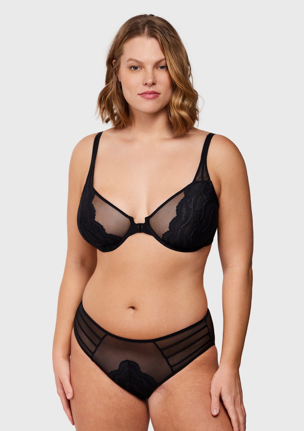 Aqua Passion Front-Close Unlined Lace Bra - HSIA