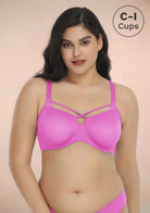 Billie Cross Front Strap Barbie Pink Smooth Sheer Mesh Underwire Bra - HSIA