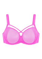 Billie Cross Front Strap Barbie Pink Smooth Sheer Mesh Underwire Bra - HSIA