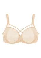 Billie Cross Front Strap Barbie Pink Smooth Sheer Mesh Underwire Bra - HSIA