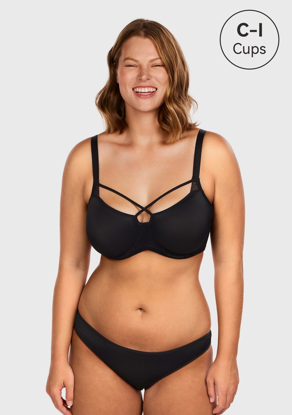 Billie Cross Front Strap Smooth Sheer Mesh Underwire Bra - HSIA