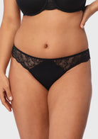 Blossom Mist Soft Lace Trim High-Rise Bikini Underwear - HSIA