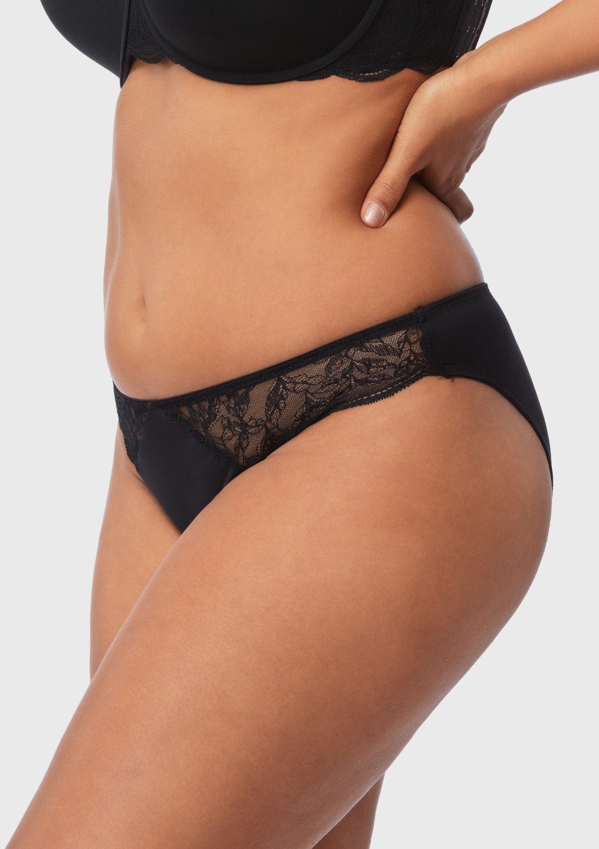 Blossom Mist Soft Lace Trim High-Rise Bikini Underwear - HSIA
