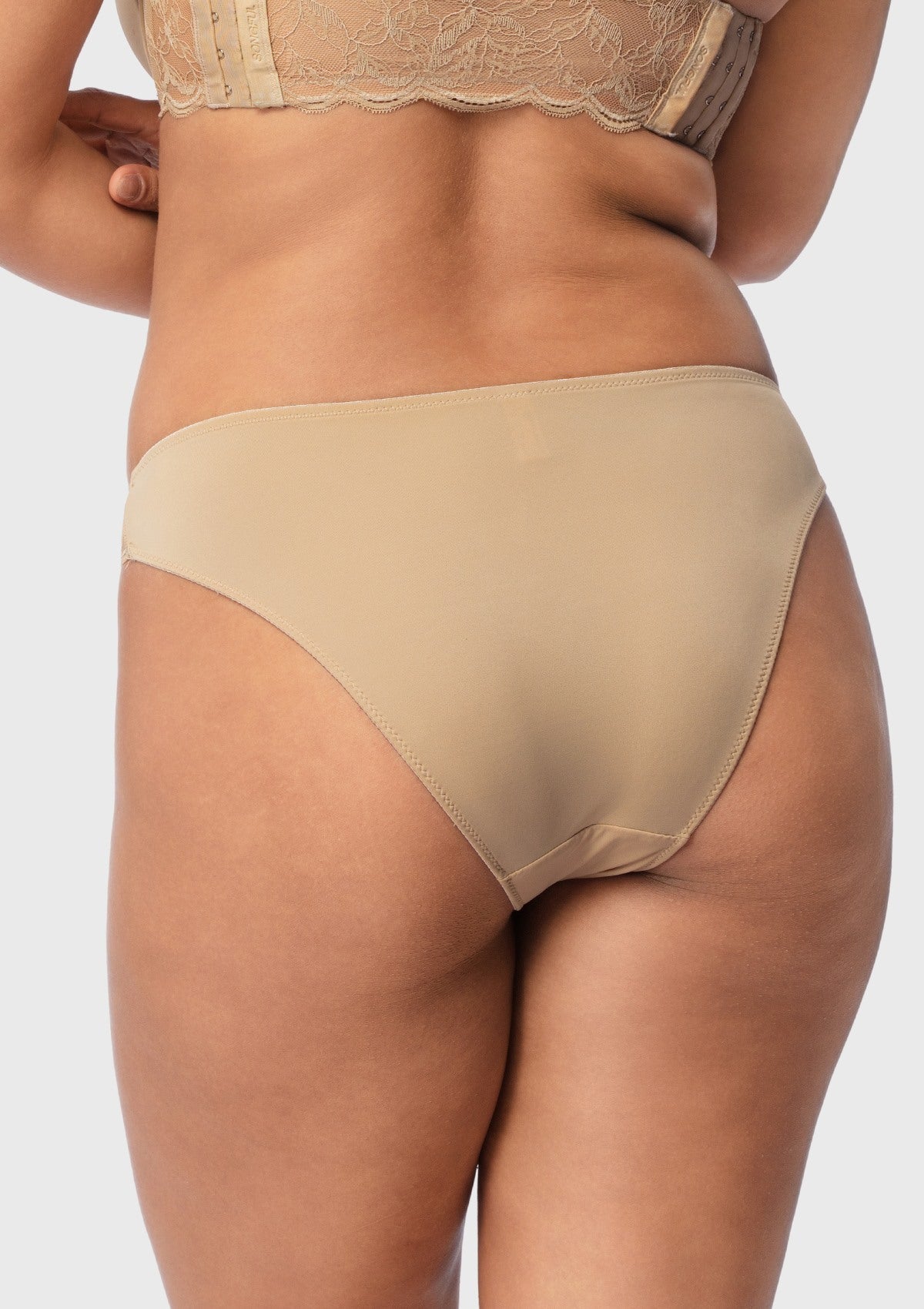 Blossom Mist Soft Lace Trim High-Rise Bikini Underwear - HSIA