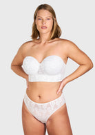 Daisy Smooth Lace Lightly Padded Longline Underwire Strapless Balconette Bra - HSIA