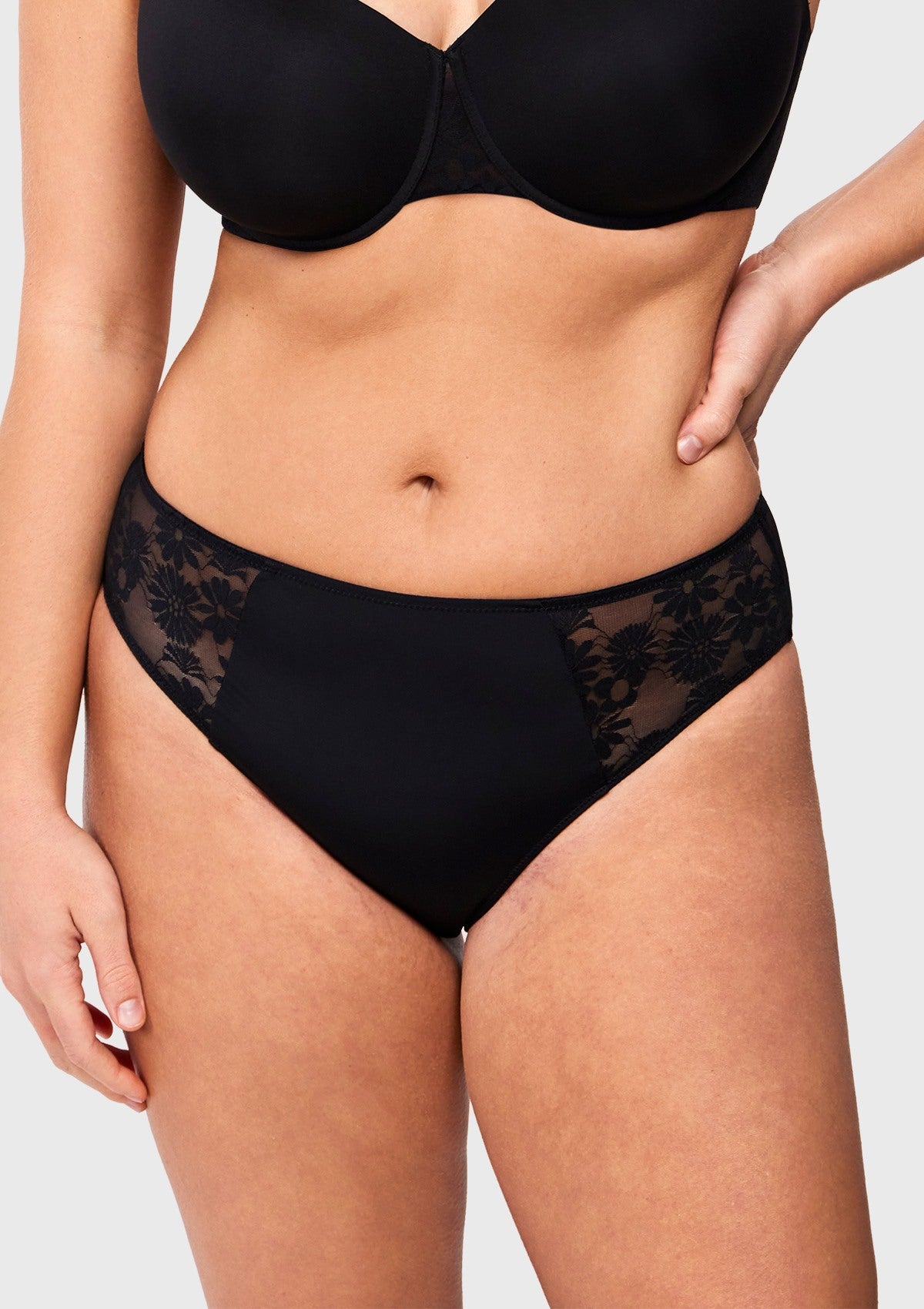 Daisy Smooth Lace High-Rise Rosy Blush Mesh Lace Back Brief Underwear - HSIA