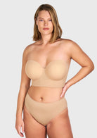 Daisy Smooth Lace Lightly Padded Longline Underwire Strapless Balconette Bra - HSIA
