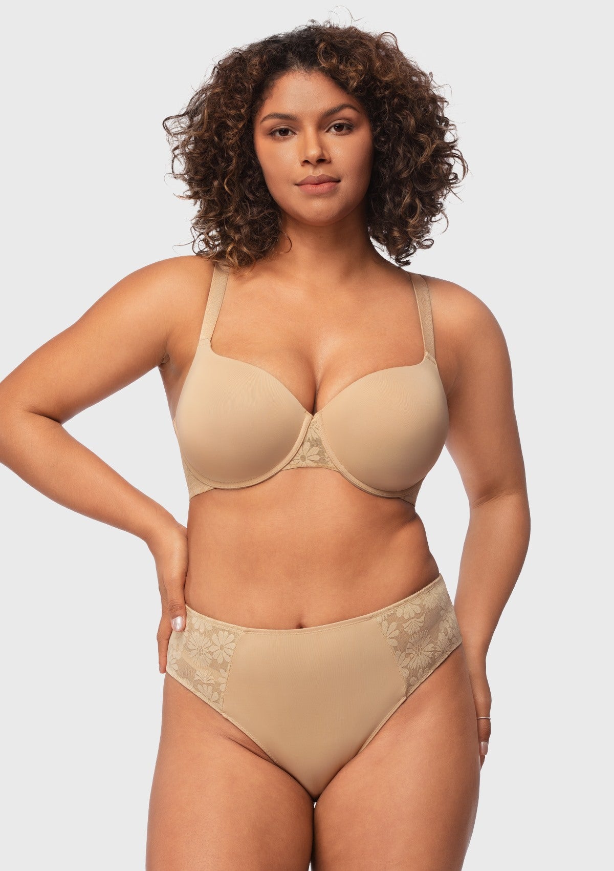 Daisy Smooth Lace Lightly Padded Racerback T-shirt Underwire Bra - HSIA