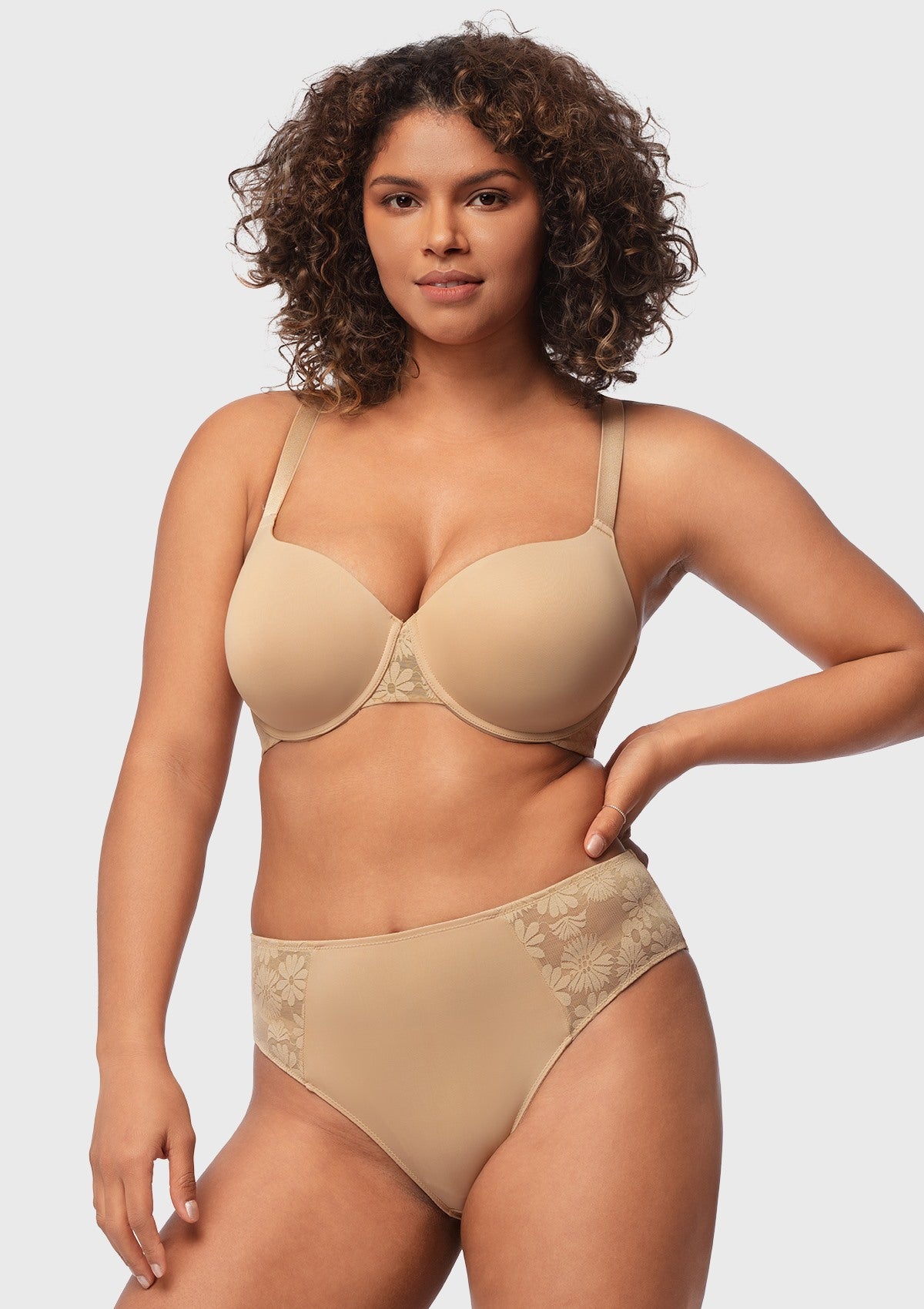 Daisy Smooth Lace Lightly Padded Racerback T-shirt Underwire Bra - HSIA