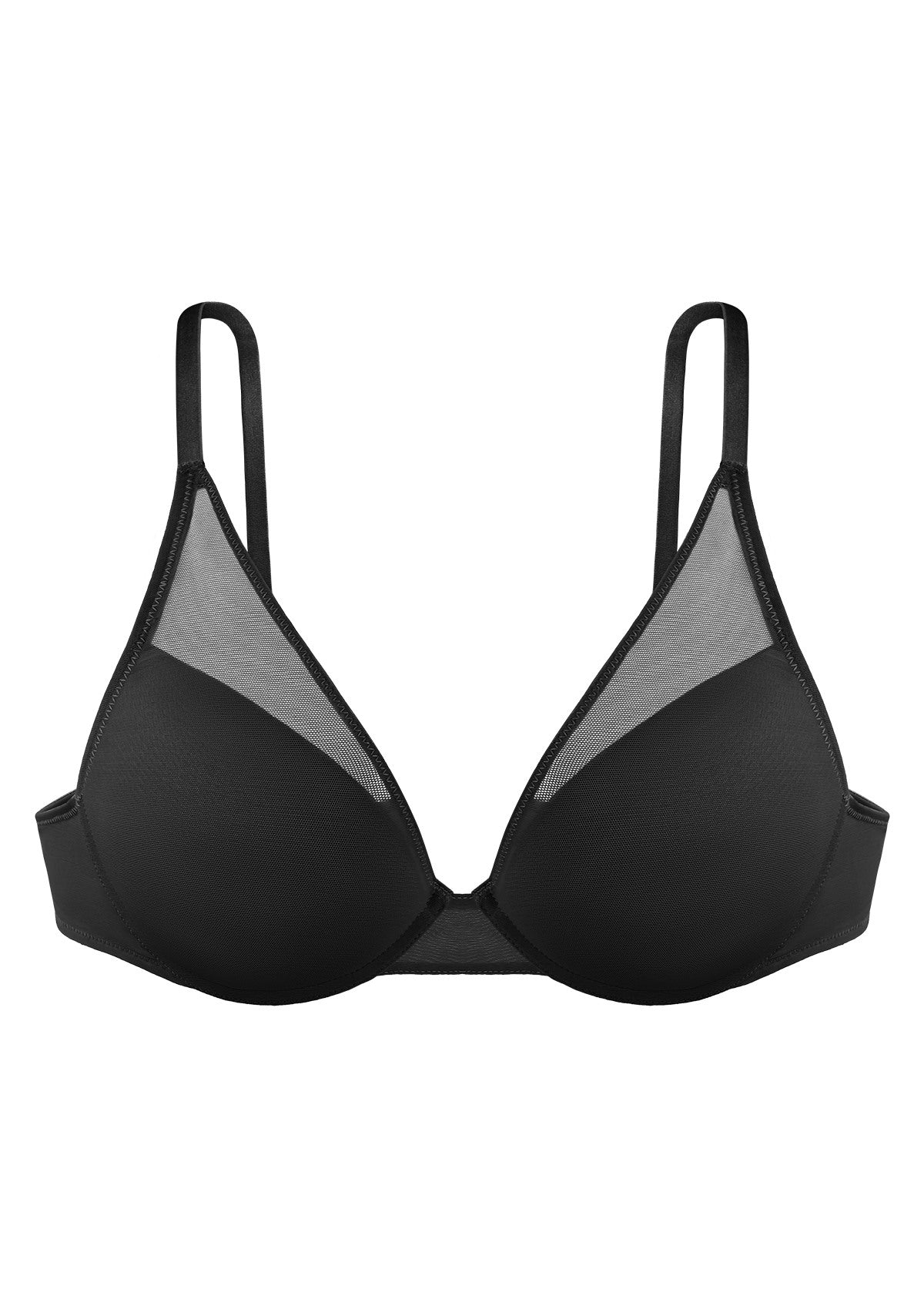 Deep V Plunge Mesh T-shirt Push-Up Bra - HSIA
