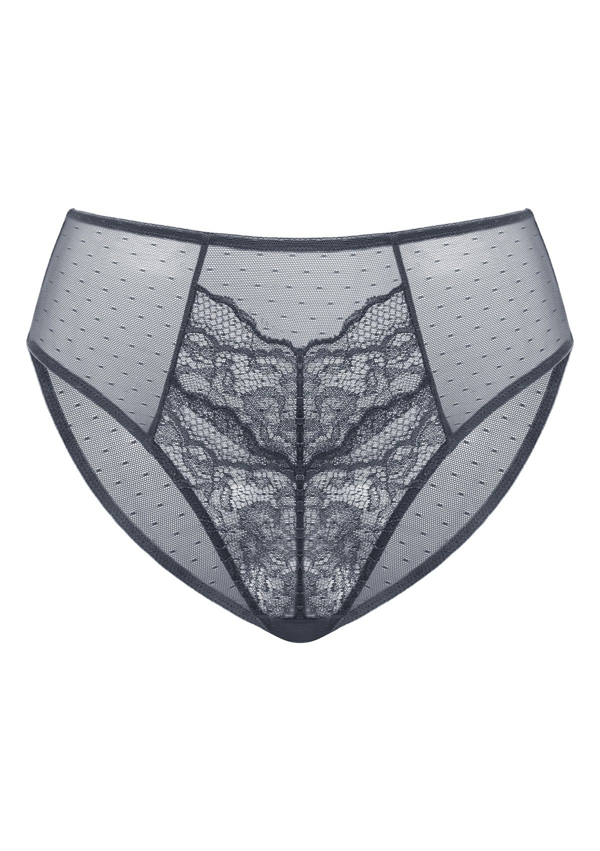 Enchante High-Rise Dark Gray Lace Brief Underwear - HSIA