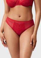 Enchante High-Rise Red Lace Brief Underwear - HSIA