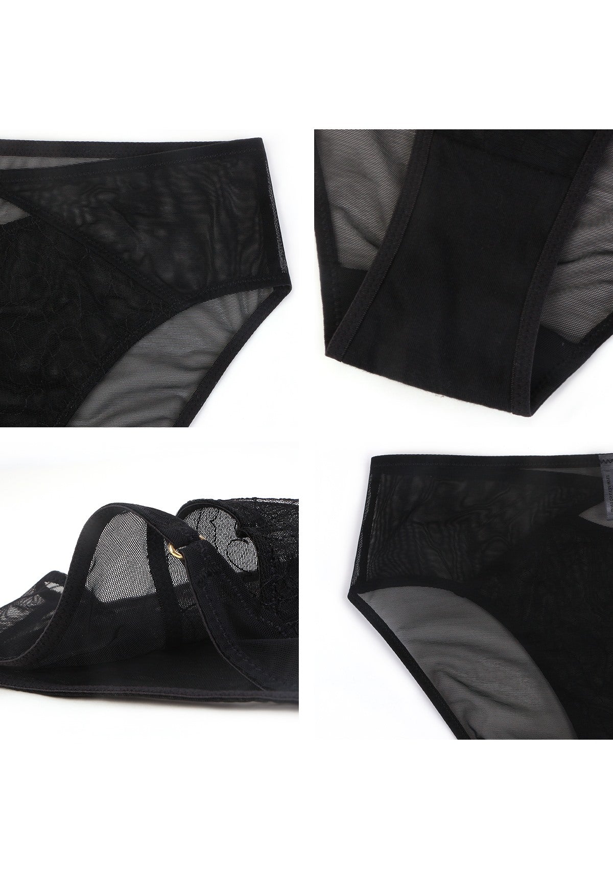 Ethereal Lines Embroidery Mesh Bikini Underwear - HSIA