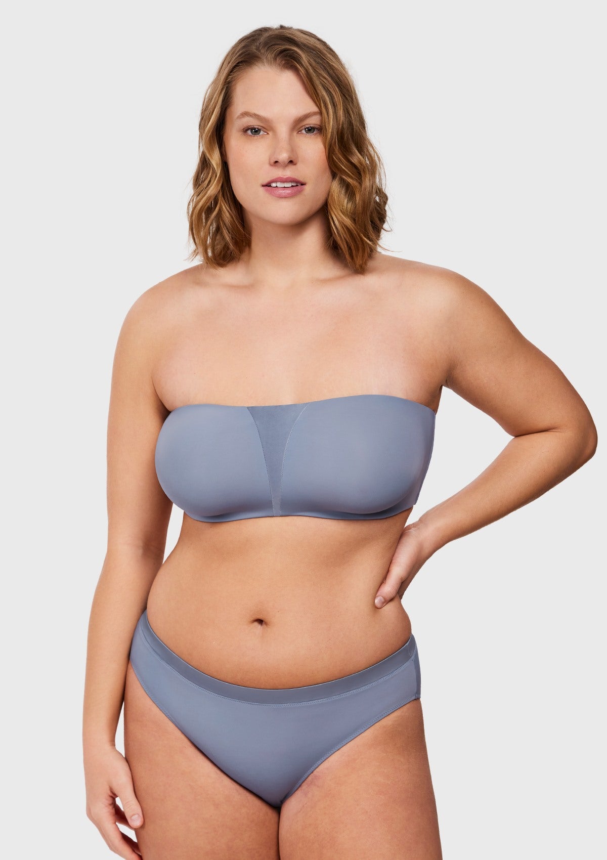 Fiery Unlined Seamless Comfort Underwire Plus Size Bandeau Strapless Bra - HSIA