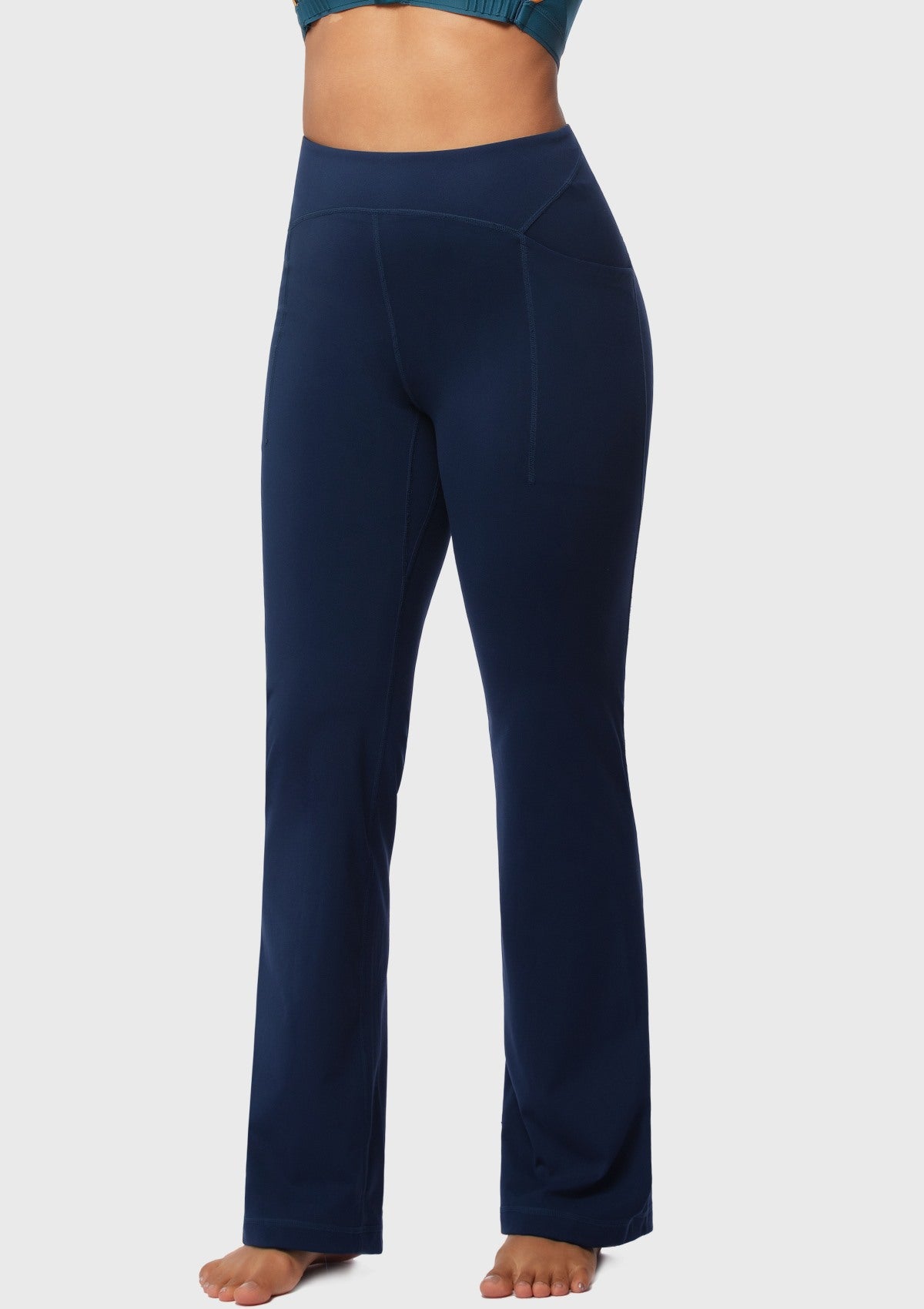 LEAPX High-Waisted Stretch Bootcut Yoga Pants Workout Leggings With Pockets - HSIA