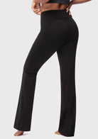 LEAPX High-Waisted Stretch Bootcut Yoga Pants Workout Leggings With Pockets - HSIA