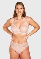 HSlA Pearl Shimmer Unlined Plus Size Full Coverage Underwire Comfortable Bra - HSIA