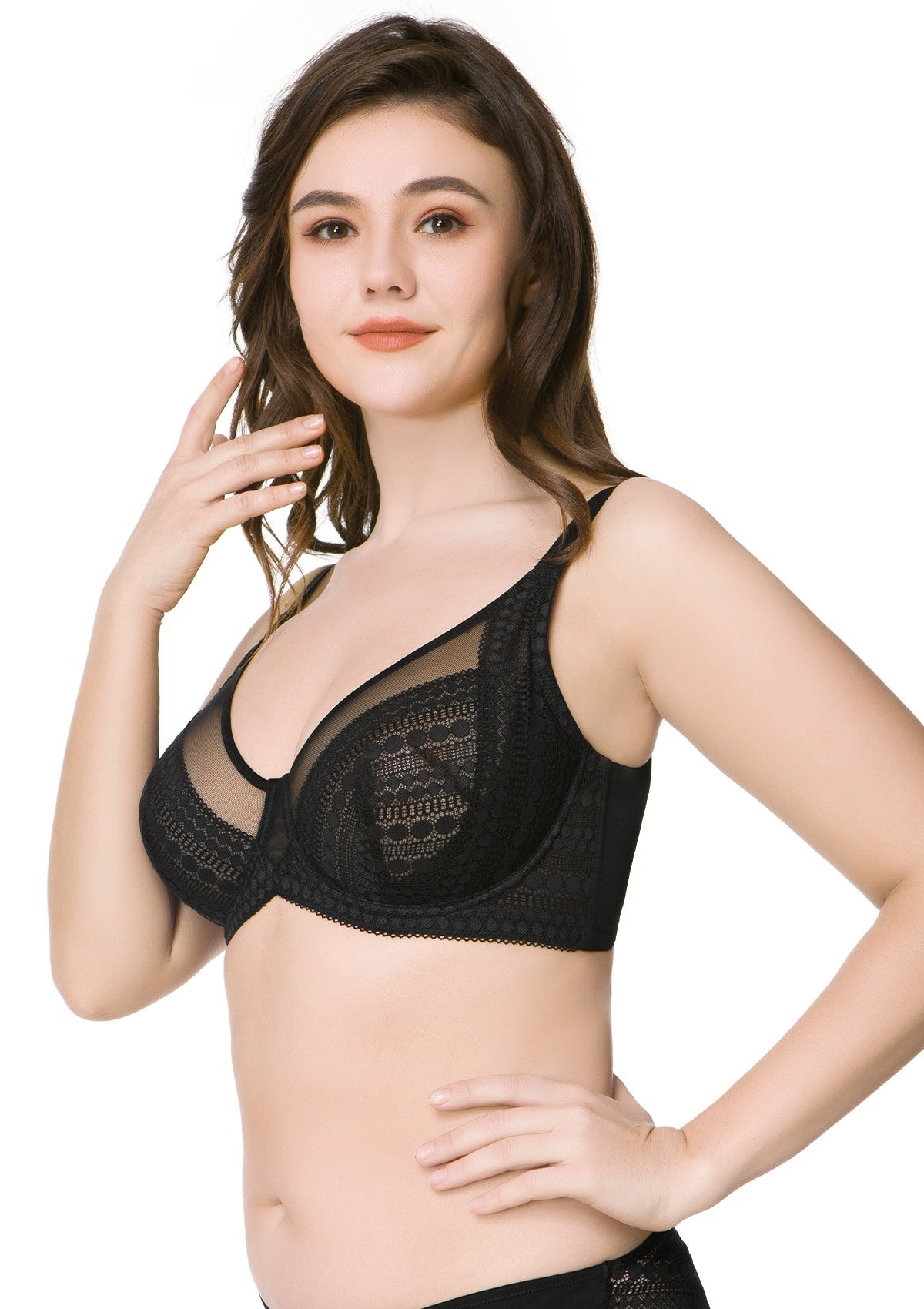 Heroine Polka Dot Lace Unlined Underwire Bra - HSIA