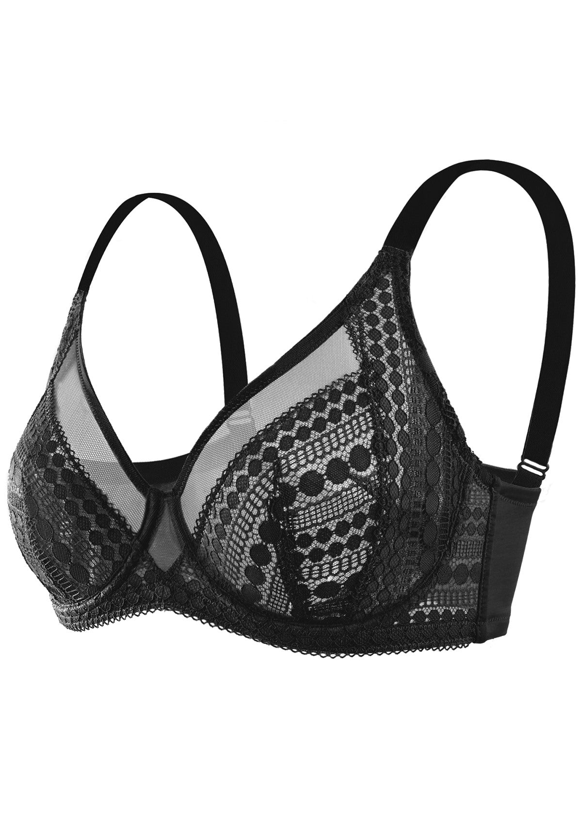 Heroine Polka Dot Lace Unlined Underwire Bra - HSIA