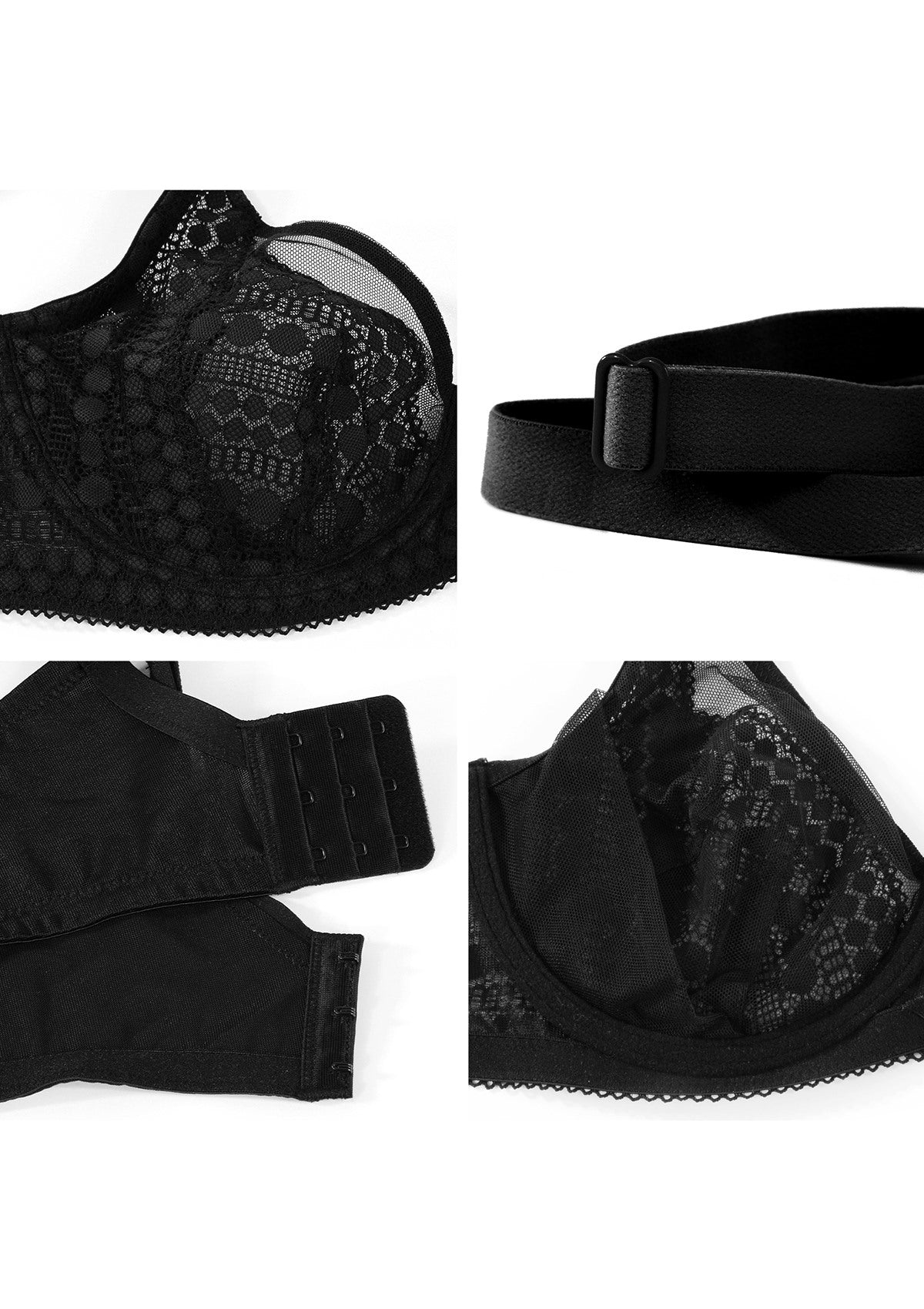 Heroine Polka Dot Lace Unlined Underwire Bra - HSIA