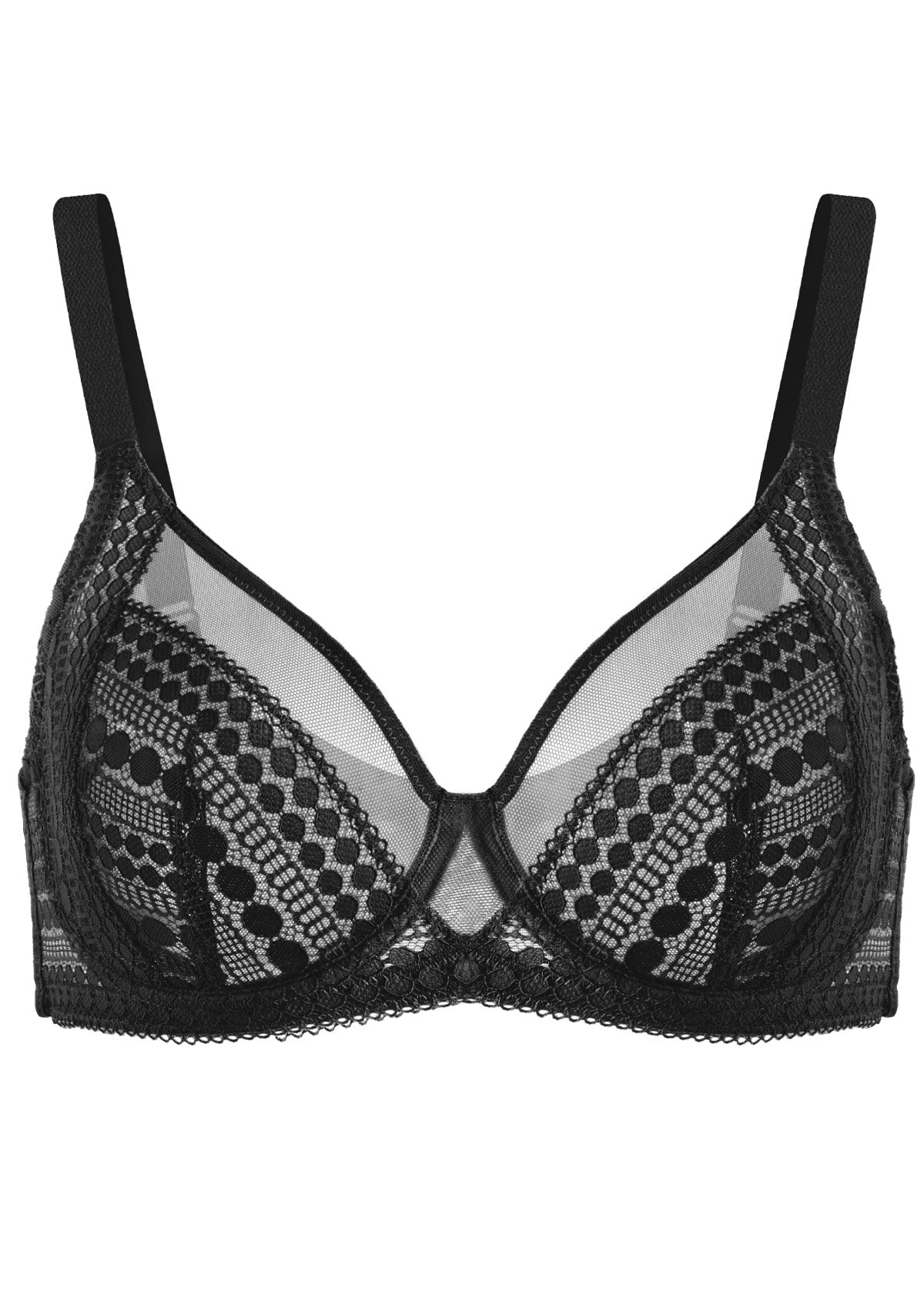 Heroine Polka Dot Lace Unlined Underwire Bra - HSIA