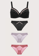Jessamine Contrast Color Lace Underwire Bra Bundle - HSIA