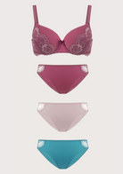 Lovelush Flower Trim Padded Underwire Bra Bundle - HSIA