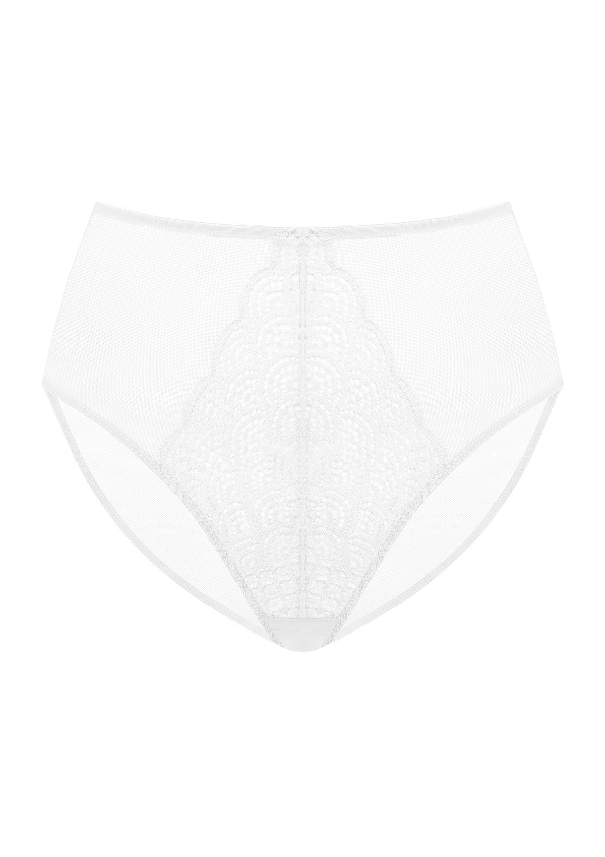 Mermaid High-Rise White Lace Brief Underwear - HSIA