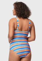 Multiway Multi-colored Striped One-piece Swimsuit - HSIA