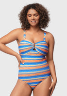 Multiway Multi-colored Striped One-piece Swimsuit - HSIA