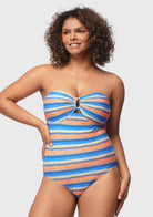 Multiway Multi-colored Striped One-piece Swimsuit - HSIA