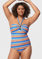 Multiway Multi-colored Striped One-piece Swimsuit - HSIA