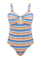 Multiway Multi-colored Striped One-piece Swimsuit - HSIA